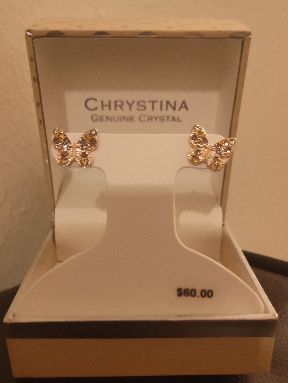 Christina Gold Butterfly Crystal Stud Earrings